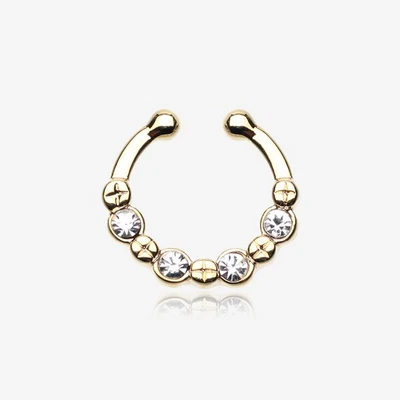 Elan Multi-Gem Fake Septum Clip-On Ring - Image 1 of 4