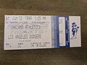 Ticket Stub Oakland Athletics VS Los Angeles Dodgers 1999 June 12th - Picture 1 of 2