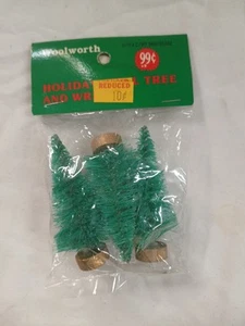 Christmas Small Green Bottle Brush Trees of (3) 2.75” w/ Gold Base.  810 - Picture 1 of 3