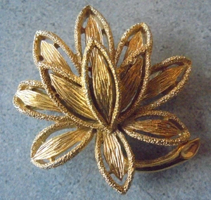 Avon Brosche Statement Schmuck matt goldfarbend Motiv Blätter gestempelt Nr.4195 - Bild 1 von 4