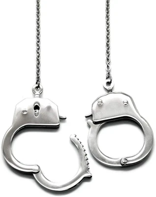 Herren-Halskette Kette 50 +6 cm Handschellen 28 mm x 40 mm aus Edelstahl - Bild 1 von 4