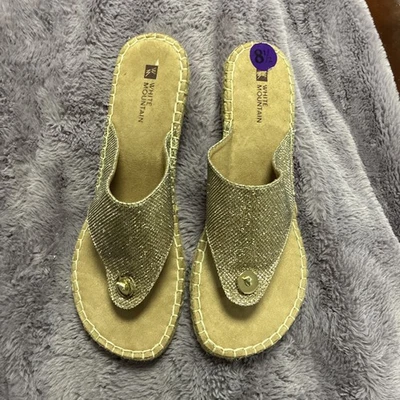 White mountain women's beachball espadrille wedge sandals in shinny goal - Image 1 of 4