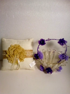 Комплект из 2 колец и цветочных корзин для девочек с фиолетовыми цветами - Изображение 1 из 2
