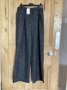 H&M Women’s Black Wide Leg Trousers Size 10 - Picture 1 of 5