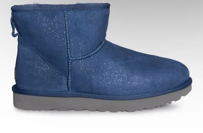 UGG CLASSIC MINI MILKY WAY BOTAS DE TORNOZELO FEMININAS JEANS ESCURO CAMURÇA PRETA EUA 7 /Reino Unido 5  - Imagem 1 de 4