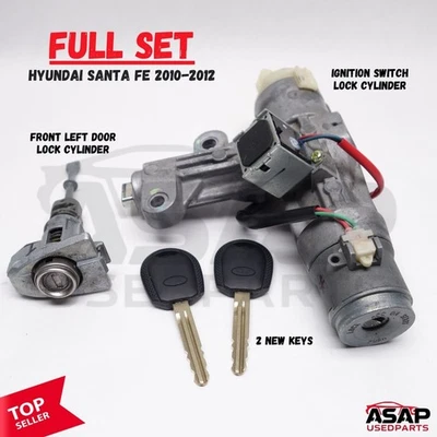 🐔 ПЕРЕКЛЮЧАТЕЛЬ ЗАЖИГАНИЯ + ЦИЛИНДР ЗАМКА ЛЕВОЙ ДВЕРИ + 2 КЛЮЧА HYUNDAI SANTA FE 2010-2012 - Изображение 1 из 4