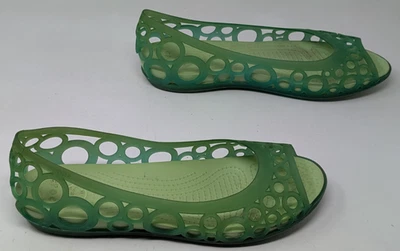 Женские босоножки Crocs Adrina зеленые желе балетки размер 9 комфортные горки - Изображение 1 из 4