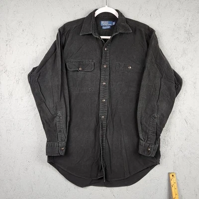 Vintage Polo Ralph Lauren Dungaree Workshirt Shirt Mens Medium Black Chamois Y2K - Image 1 of 4