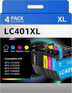 lc401xl ink cartridges - 4 pack - black, cyan, magenta, yellow - For Brother - Picture 1 of 5