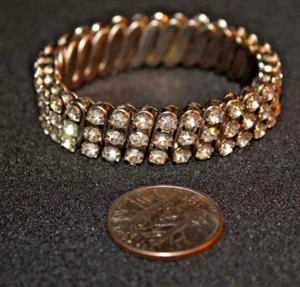 VINTAGE CLEAR RHINESTONE 3 ROW EXPANSION BRACELET - Picture 1 of 4