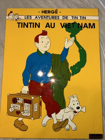 HERGE LACQUER ART LES AVENTURES DE TINTIN AU VIET NAM NEW WALL HANGING 11 7/8" Cover