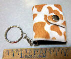 Novelty Keychain Journal Diary Book 2 x 1.5 inch snap closure, Cow spots Brown
