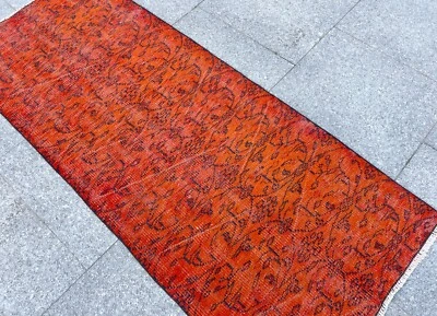 VINTAGE TURKISH ANTIQUE OUSHAK RUG EARTHY HANDMADE WOOL FADED ENTRY BEDROOM RUG - Image 1 of 4