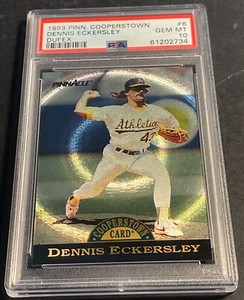 VERY RARE 1993 Pinnacle Cooperstown Dufex #6 Dennis Eckersley PSA 10 Pop 15
