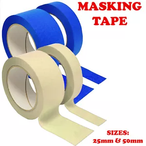 PROFESSIONAL MASKING TAPE ROLL 50M - 24mm/48mm PAINTING AUTOMOTIVE AUTO CAR HOME - Picture 1 of 3