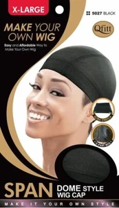 (3 Pack) Qfitt - Span Dome Style Wig Cap #5027 Black X-Large Size Cap - Picture 1 of 1