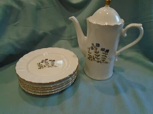 Vintage Eschenbach German Porcelain Set Six Luncheon Plates and Pot Flowers - Picture 1 of 11
