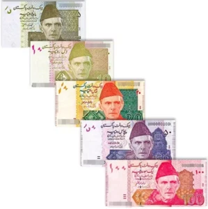Pakistan 5 10 20 50 100 Rupees BANKNOTE UNC - Picture 1 of 1