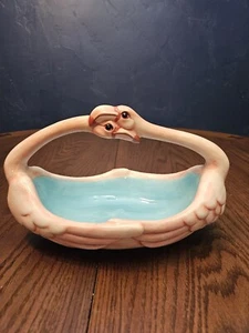 Dept 56 Pink Flamingo Ceramic Summer Basket Dish - Picture 1 of 10