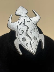 Vintage Signed Pewter Pendant & Brooch Pin Turtle or Lizard - Picture 1 of 6