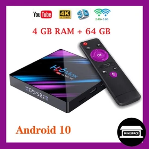Eu Plug SMART TV BOX H96 MAX 4+64 GB ANDROID10 WIFI 4K Media player SET TOP BOX - Picture 1 of 6