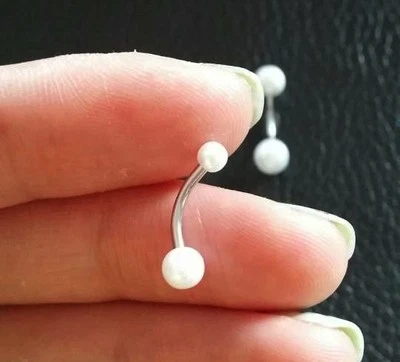 16g Delicado Anillo Vientre Perla Naval Ombligo Anillo Plata Torre Pendiente 6 8 10mm Foto 1 de 2