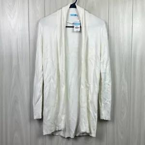 J Mclaughlin maglione cardigan donna Frannie piccolo avorio maglia aperto manica lunga - Foto 1 di 6