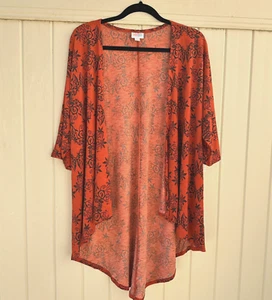 LulaRoe Lindsay Women's Top Kimono Style Cover Up Size S PRINT Rust Black NWT - Picture 1 of 7