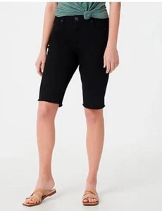 Haute Hippie Black Tribe Denim Bermuda Shorts w/ Frayed Hem NEW - Picture 1 of 6