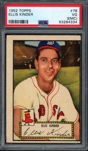 1952 Topps #78 Ellis Kinder PSA 3 (MC) Red Back Baseball Card