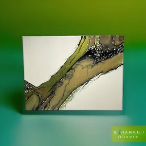 Quadro originale astratto fluido acrilico dipinto arte 12""x16"" tela firmata arte moderna - Foto 1 di 9