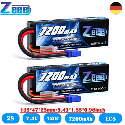 2x Zeee 2S Lipo Akku 7.4V 7200mAh 120C EC5 Stecker für RC  Losi Auto Drone LKW - Bild 1 von 4