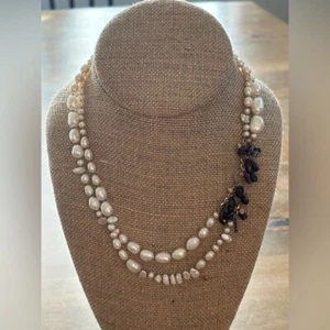 Peyote Bird Sterling Silver Freshwater Pearl/ Beaded Necklace Dbl Strand - Picture 1 of 6