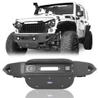 Rock Crawler Front Bumper w/Spotlight & Winch Plate for 07-18 Jeep Wrangler JK Jeep CJ7