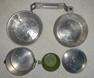 Vintage Palco Worcester Aluminum 5 piece Mess Kit camping dishes cookware cup - Picture 1 of 12
