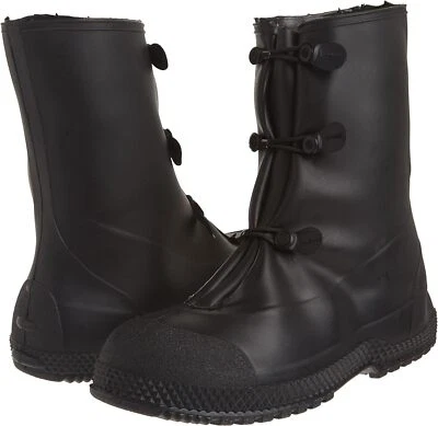 11001 Black PVC Rubber Waterproof Over Work Boots Shoes Rain Snow Galoshes SM-XL - Image 1 of 4