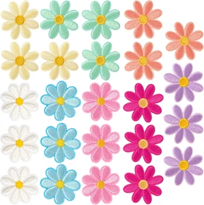 24Pcs Flower Iron on Patches, Cute Daisy Flower Patch for Clothes, Sew on Embroi - Picture 1 of 6