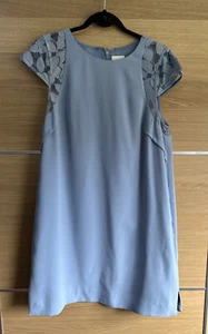 Reiss Size 14 Pale Blue Lace Detail Shift Dress cut out Back Wedding Guest BC3 - Picture 1 of 7