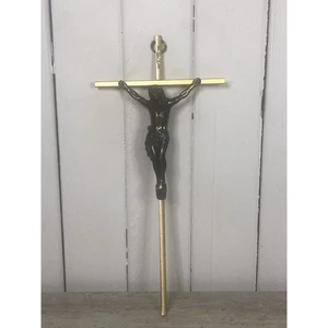 "Crucifijo de pared vintage de 10"" INRI latón dorado metal colgante Jesús en la cruz-CS11" - Imagen 1 de 4