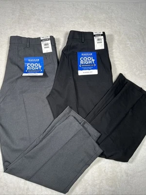 Haggar Pants Men 38x30 Classic Fit Cool Right Performance Flex Wrinkle Free Lot - Image 1 of 4