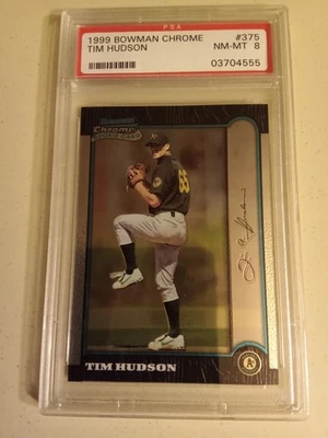 Бейсбольная карточка 1999 Bowman Chrome Tim Hudson #375 оценка PSA 8 дебютант - Изображение 1 из 2