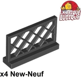 Lego x4 Fence Barrier Cross Grid X 1x4x2 Lattice Black/Black 3185 NEW