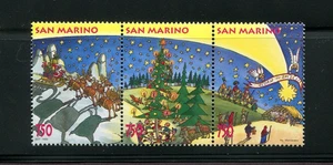 SAN MARINO   SCOTT#1342  CHRISTMAS TOPICAL STRIP OF THREE - Picture 1 of 1