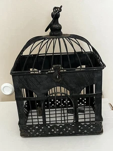GABBIA PER UCCELLINI A CUPOLA IN FILO METALLICO VINTAGE APPESA o arredamento casa indipendente shabby chic - Foto 1 di 17