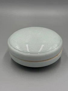 Antique Chinese Song Shadow Blue Glaze Porcelain Lidded Box 5 1/4'' - Picture 1 of 12