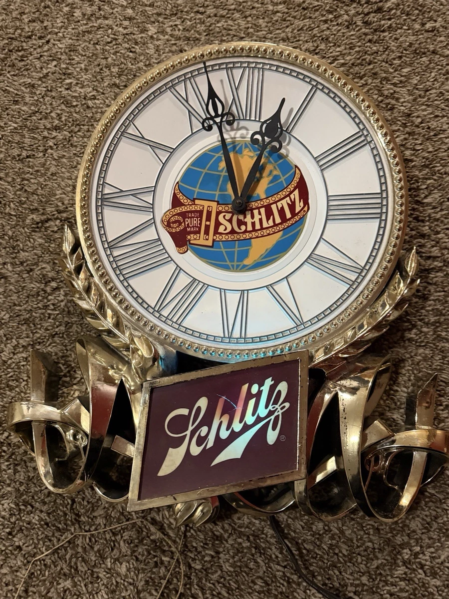 Vintage Beer Sign Clock In Collectible Schlitz Signs & Tins for