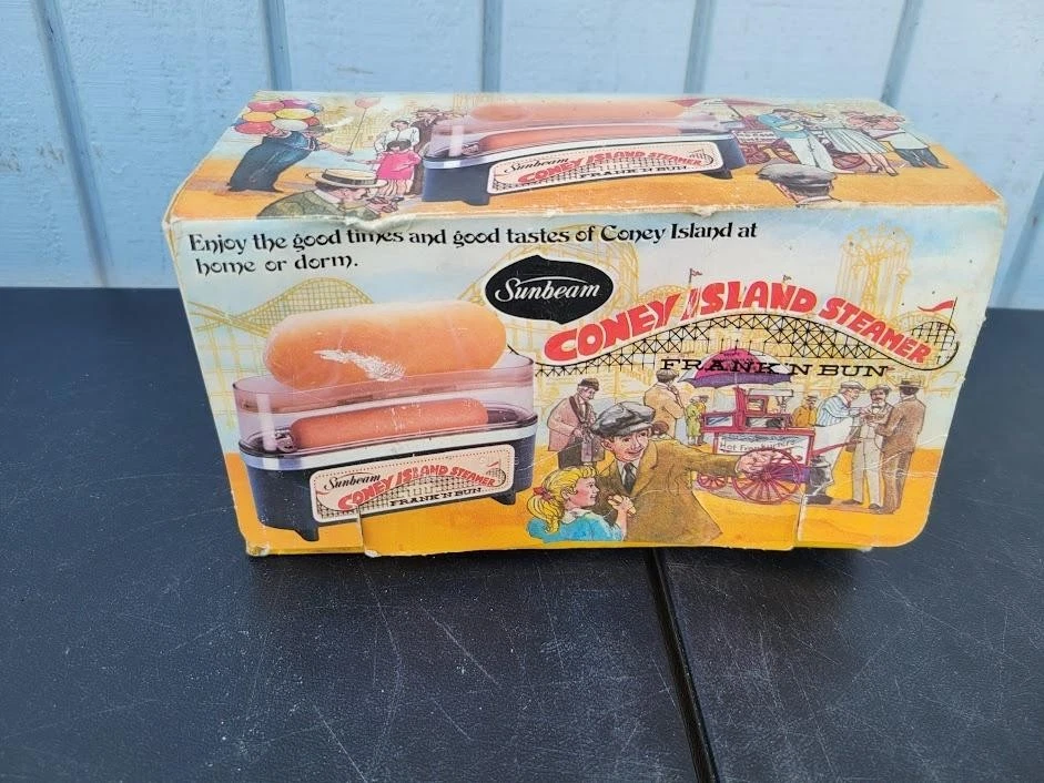 复古 Sunbeam Coney Island 蒸汽机 Frank N Bun 热狗保暖猫 19-29 号 — 第 1/4 张图片