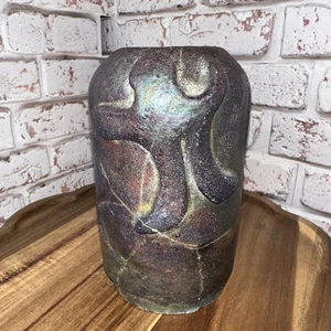 jarrón de cerámica raku firmado - Imagen 1 de 9