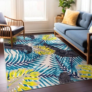 Rugshop Area Carpets Modern Tropical Floral Leaves Non Slip Living Room Rugs 5x7 - Picture 1 of 11