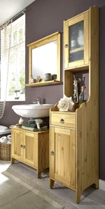 Massivholz Badmöbel-Set 3teilig Kiefer massiv gelaugt geölt Badezimmer komplett - Bild 1 von 4